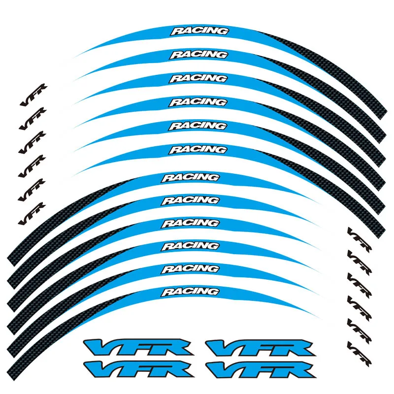 Высококачественный мотоцикл передний и задний край внешний обод наклейки колесные наклейки Светоотражающие Водонепроницаемые 17 дюймов наклейки s для Honda VFR - Цвет: Blue