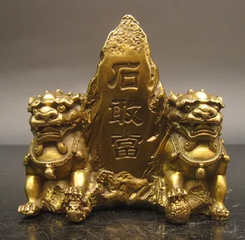 

wholesale bronze factory Copper lions stone censure Medium Taishan stone copper lion