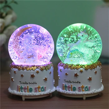 LED Night Light Unicorn Music Box