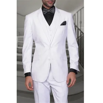 

Men's suit three-piece suit (jacket + pants + vest) men's fashion temperament solid color suit wedding groom groomsmen dress