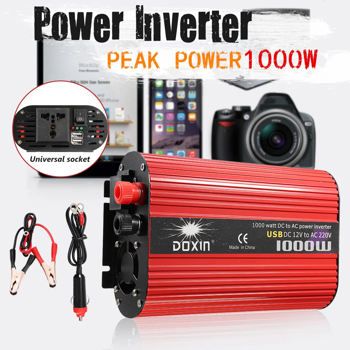 

Car Inverter 12V 220V 1000W Power Inverter Modified Sine Wave Voltage Converter Transformer 12V/24V To 220V/110V Car Charger