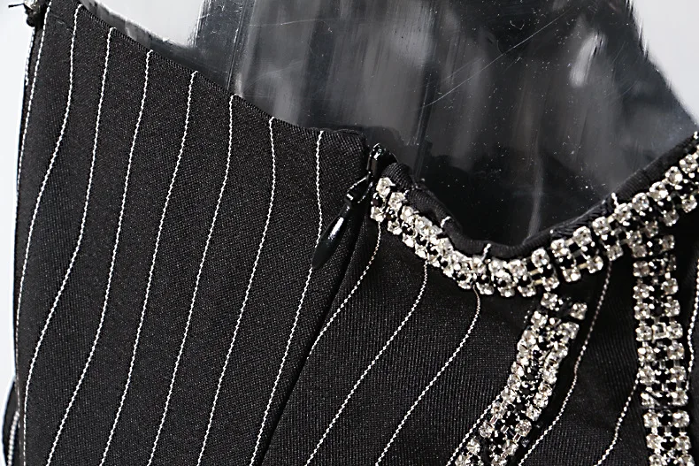 2019 Sans Manteau Veste Manches Getsring Mince Rayures Slim Tops Black Diamant Femmes Chaîne Manteaux Irrégulière Femelle a4wqw68x