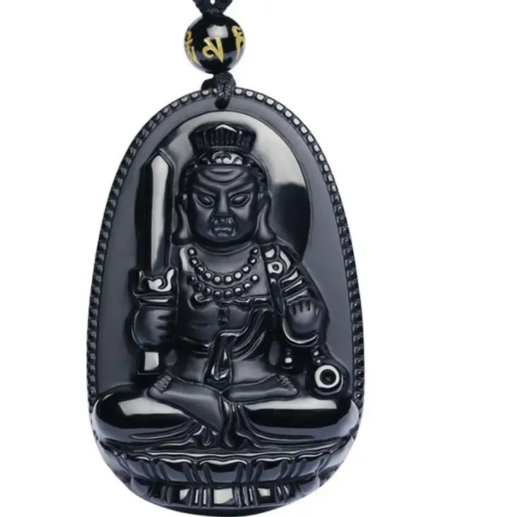 

Beautiful Chinese Natural Black Obsidian Carved Handwork Buddha Amulet Lucky Pendant + free Necklace Fine Fashion Jewelry