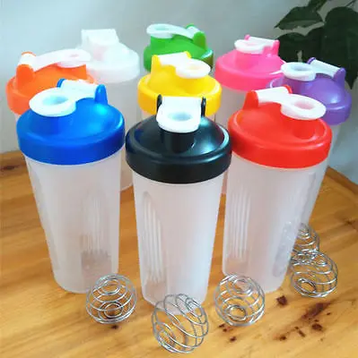  600ml BPA free Blender Shake Gym Protein Shaker Mixer Cup Drink Whisk Bottle  