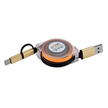 

Universal Micro USB Type C Combo Male Retractable Data Charging Cable Length 39 inch Compatible With Multi-species USB Devices
