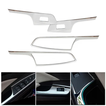 

DWCX car-styling 4PCS ABS Chrome Interior Door Window Switch Panel Trim Cover For Honda CR-V 2012 2013 2014 2015 Only LHD