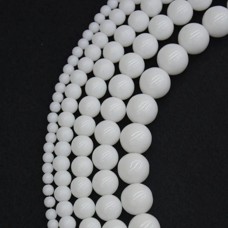

Glasses Stone Beads Tridacna Stone White Round Beads for Jewelry Making Diy Bracelet Necklace 15.5" Pick Size 4/6/8/10/12 Mm