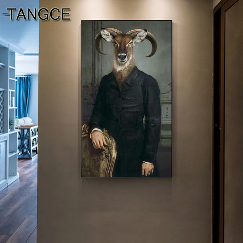 

Abstract Human Face Beast Painting Creative Tableaux Big Poster Print Wall Art Picture for Living Room Cuadros Salon Decoracion