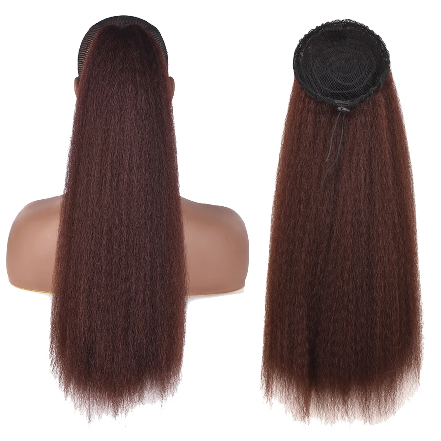 

AliLeader Afro Puff Long Kinky Straight Elastic Band Ponytail Clip In Ponytail Synthetic Natural Hair Extension Black Women