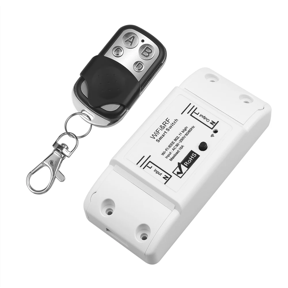10A 220 V Wifi переключатель радиочастотный приемник беспроводной выключатель света 433 mhz пульт дистанционного управления интеллектуальный Автомобильный ключ управления Лер 4 кнопки