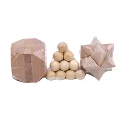 3 шт./компл. деревянный для взрослых игра-головоломка Конг Мин замок Лу бань замок деревянный в коробке три части Юпитер Пирамида Tetradecahedron