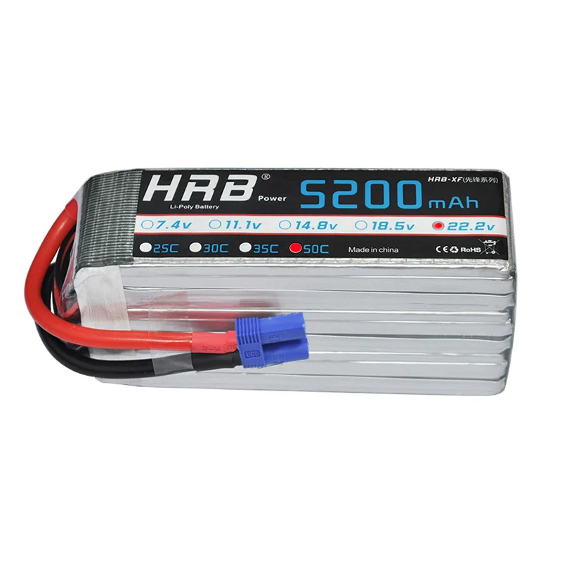 

HRB 6S Lipo Battery 22.2V 5200mah 50C Max 100C For Helicopter RC Model Airplane Quadcopter Drone