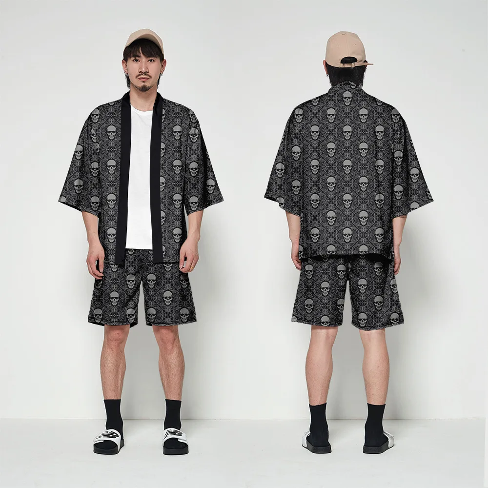 Kimono Cardigan Men Japanese Obi Male Yukata Men's Haori Short Outwear Japanese Samurai Clothing Traditional Japanese Clothing