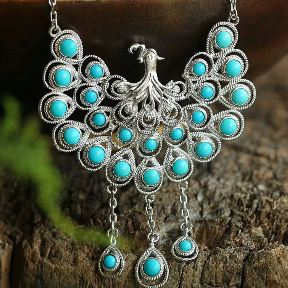 

RADHORSE Pendant 925 Sterling Silver Fine Jewelry Turquoise Peacock luxurious Modeling Original design S925 Silver Pendants