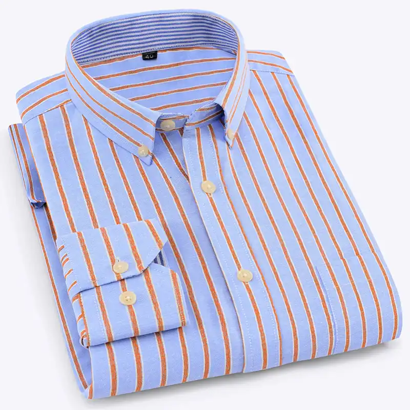 men's orange striped dress shirt