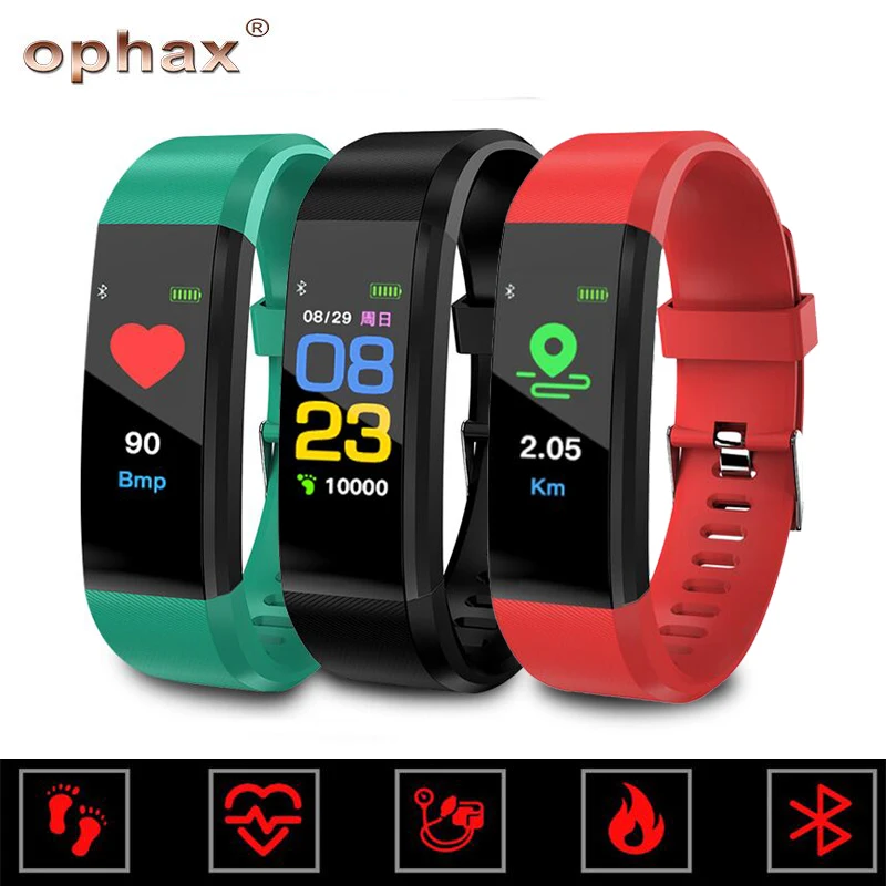 

OPHAX Waterproof Smart Fitness Tracker Bracelet Wristband Blood Pressure Heart Rate Monitor Sports Pedometer For Android iOS