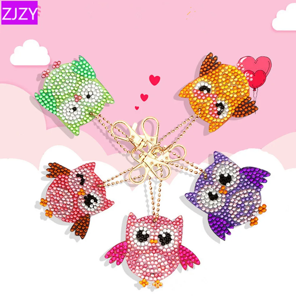 

DIY 5D Diamond Embroidery Cartoon Animal Series Key Chain Full Diamond painting Keychains Cross Stitch Women Bag Key Chain