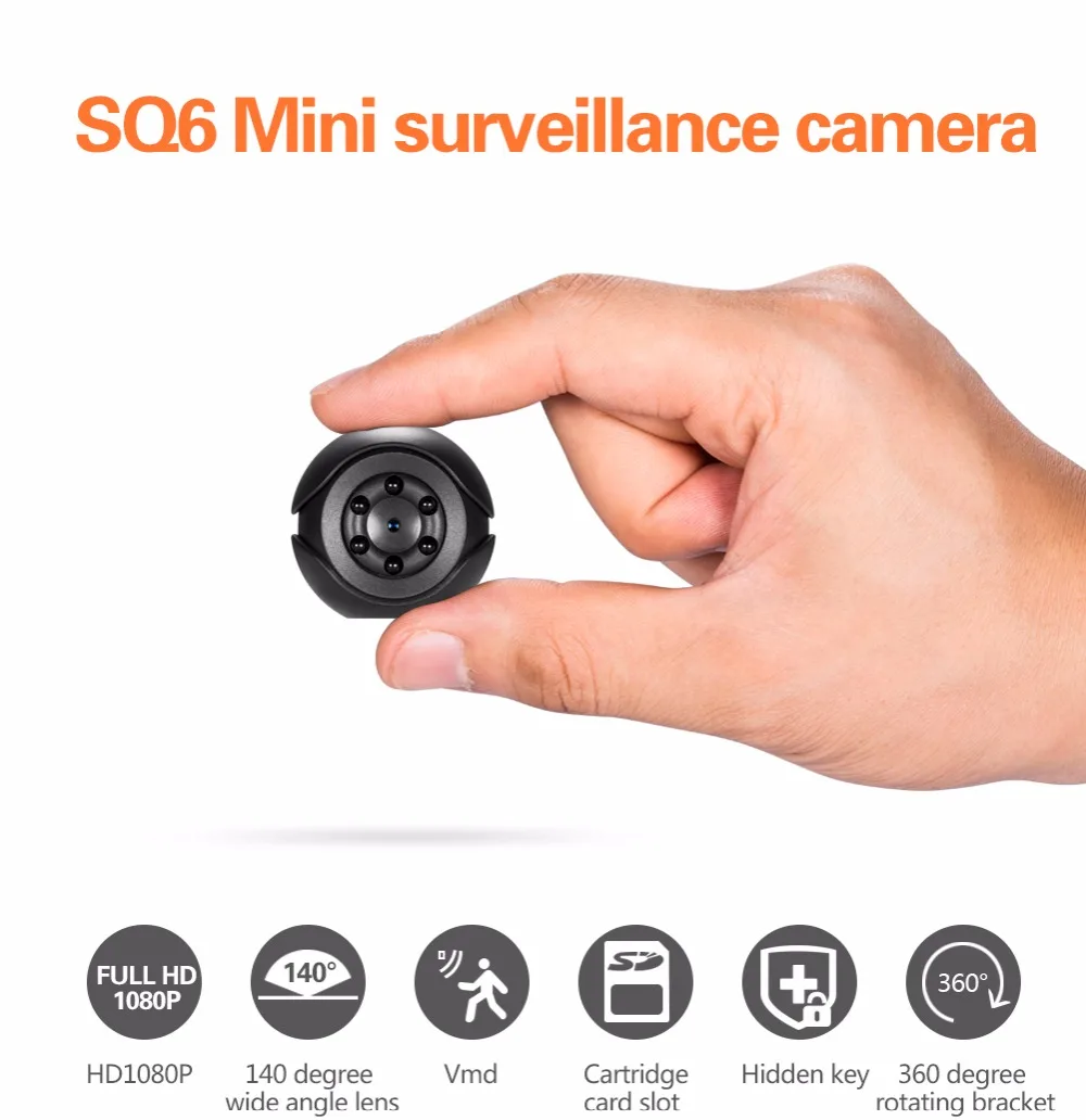 SQ6 мини-камера с датчиком 1080 P, портативная видеокамера для безопасности, маленькая камера ночного видения, Поддержка обнаружения движения, скрытая TFcard pk sq 9