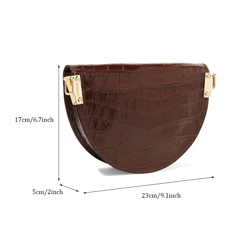 Saddle Bag Animal Print Alligator Leather Bag Round Handbag Women Vintage Half Moon Bags 2019 New Ins Fashion Drop Shipping