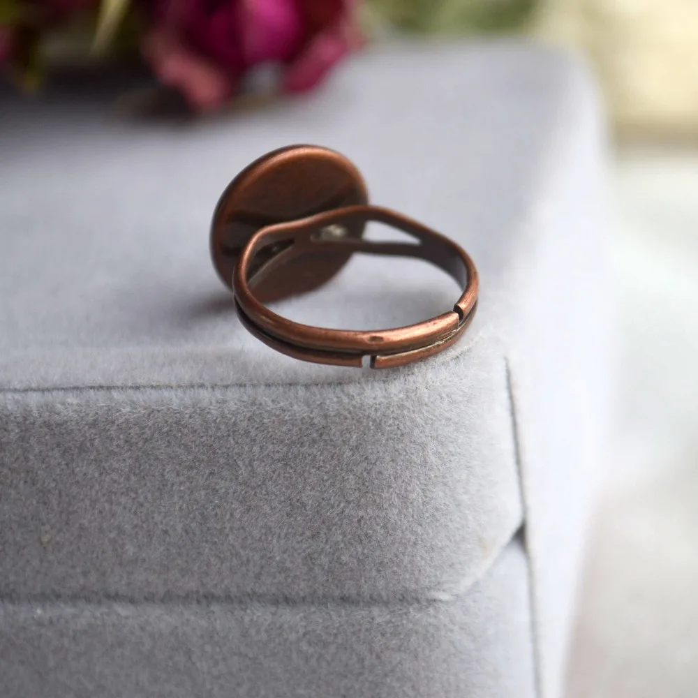 Основа Натуральный камень Solitaire Изменение размера Медь обручальные кольца для Для женщин ювелирные изделия Boho Винтаж