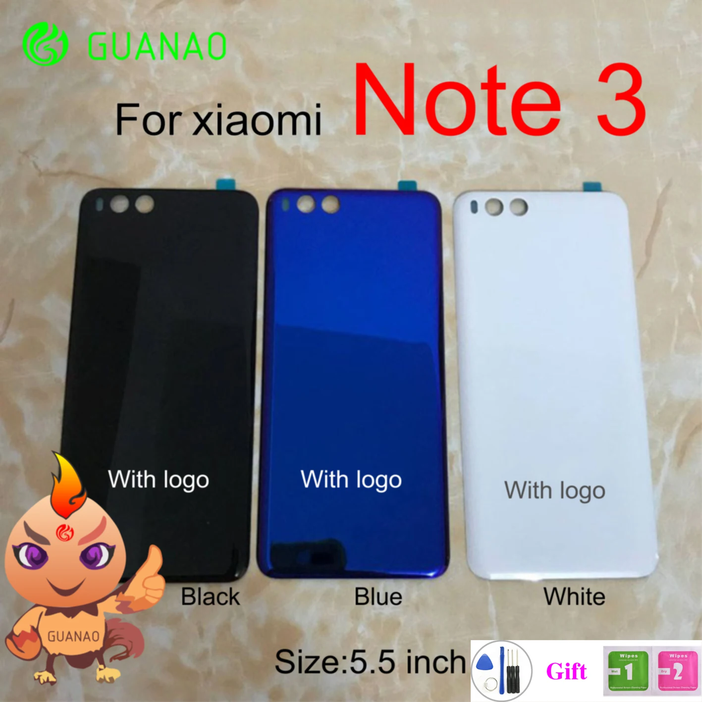 Крышка батарейного отсека для Xiaomi Mi Note 3 задний корпус Note3 стеклянная панель