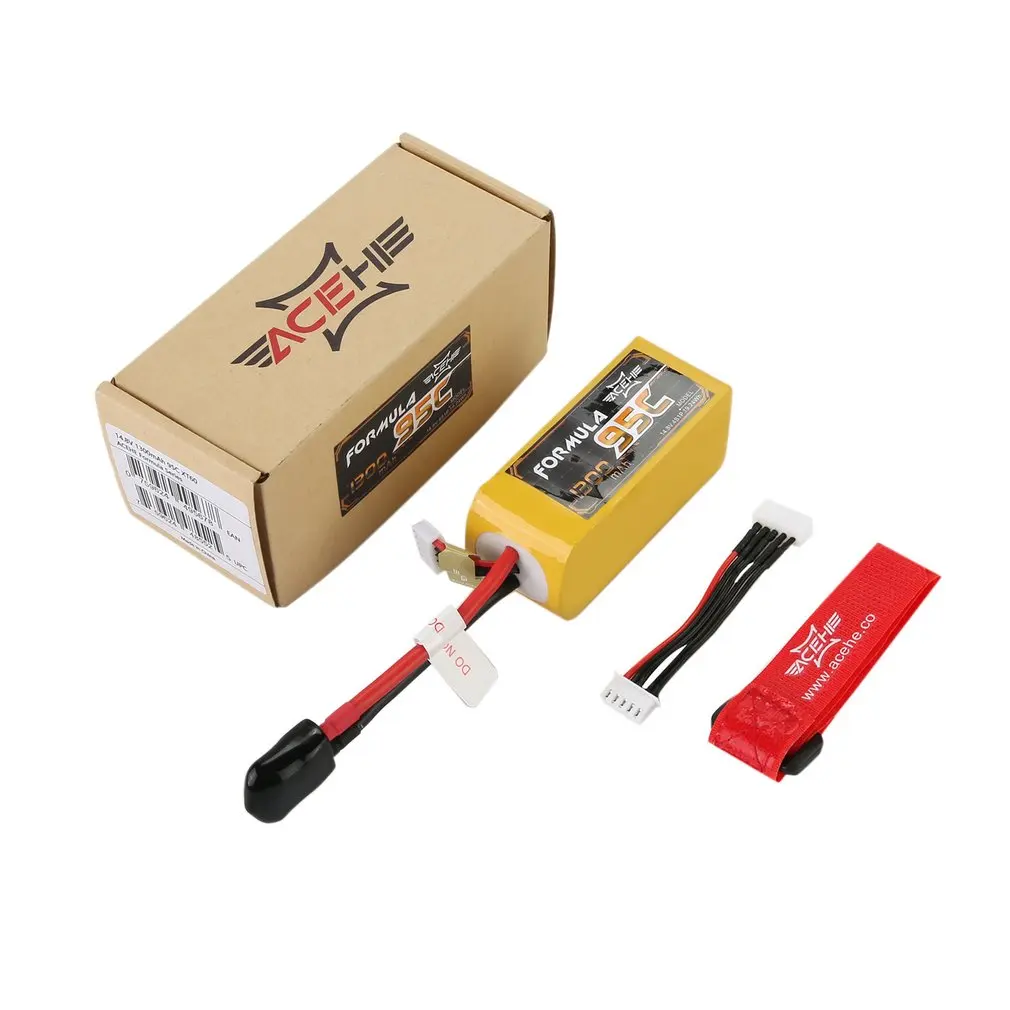 

ACEHE 1300mAh 95C 14.8V 4S1P 22.2WH Capacity High Rated Lipo RC Battery with XT60 Plug for FPV Racing Car Boat