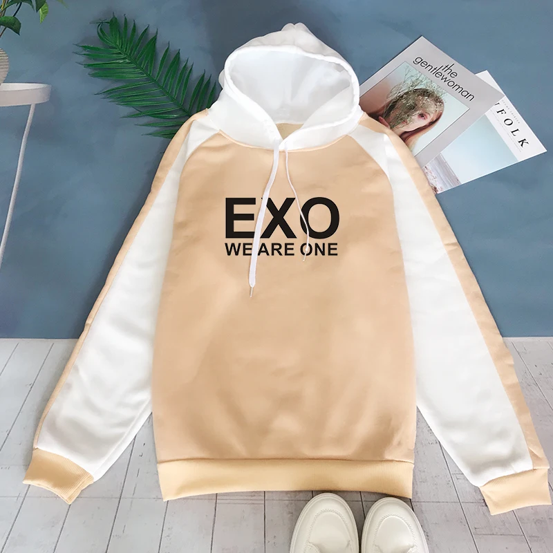 Женская куртка с капюшоном Exo Kpop модная одежда в Корейском стиле Харадзюку