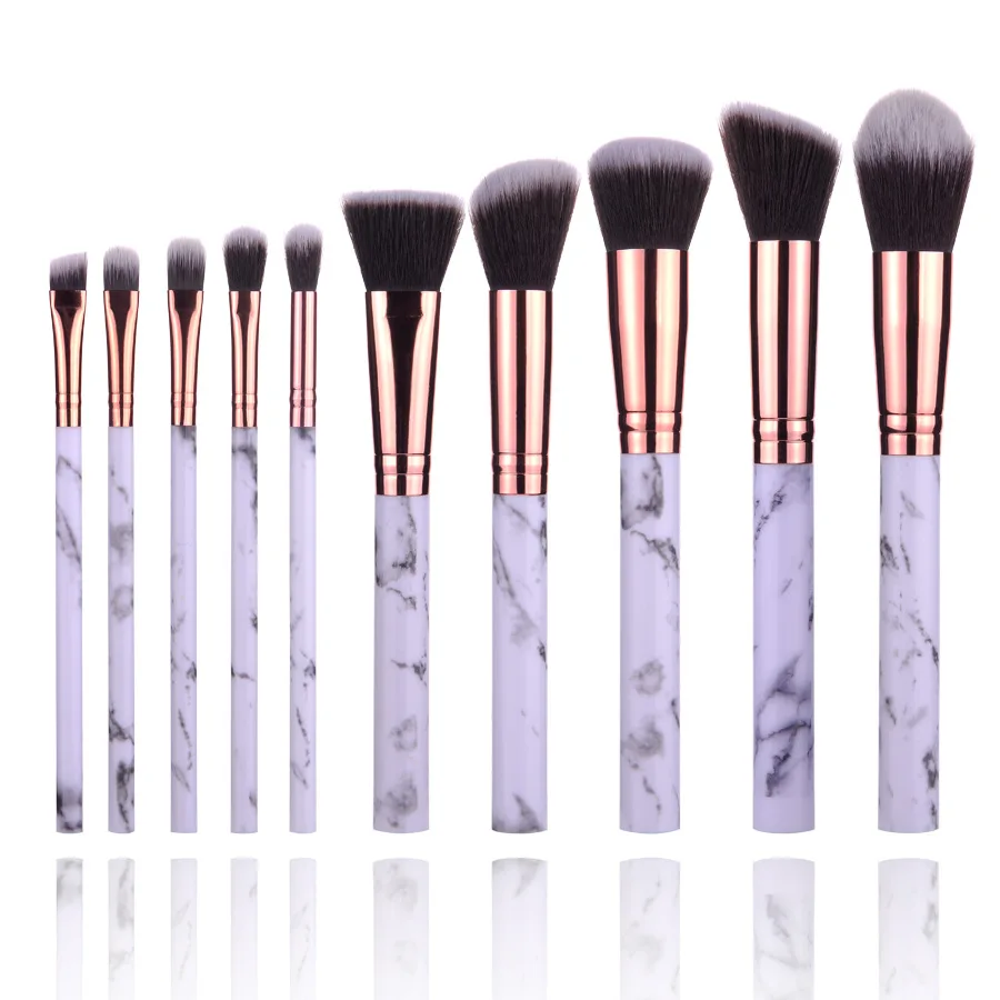 KESMALL 10PCS/SET Makeup Brush Set a Marbling Pink Black Boxed 5 Big 5 Small Makeup Brush CL0110