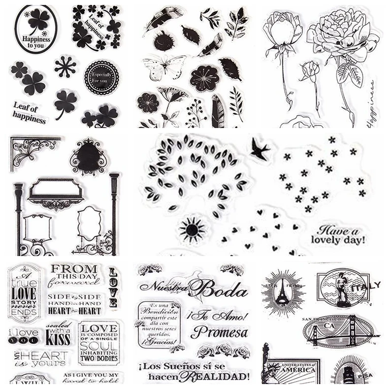 Block frame Flowers stick figure series TPR clear stamp Transparent Stamp For DIY Scrapbooking Card Making