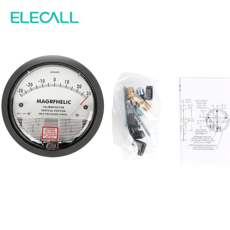 ELECALL TE2000-30~ 30PA микродифференциальный манометр высокой точности 1/" NPT измеритель давления воздуха барометр