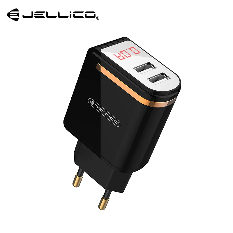 Jellico светодиодный дисплей 2 USB зарядное устройство USB ЗУ для мобильного телефона Быстрая зарядка настенное зарядное устройство для iPhone samsung Xiaomi 2.4A Max зарядное устройство - Тип штекера: Black