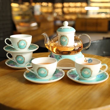 

New Arrival Glass Ceramic Bubble Tea Pot Tea Cup Creative Folwer Tea Set Cooking Fruit British Afternoon Tea Gift Free Shipping