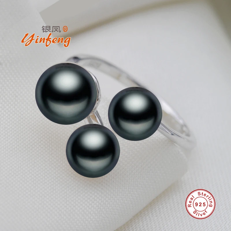 

[MeiBaPJ]Personality Solid Silver Ring Noble Pearl Rings for Women Trinkets Accessories bague 3 Pearl Beads Ring Jewelry