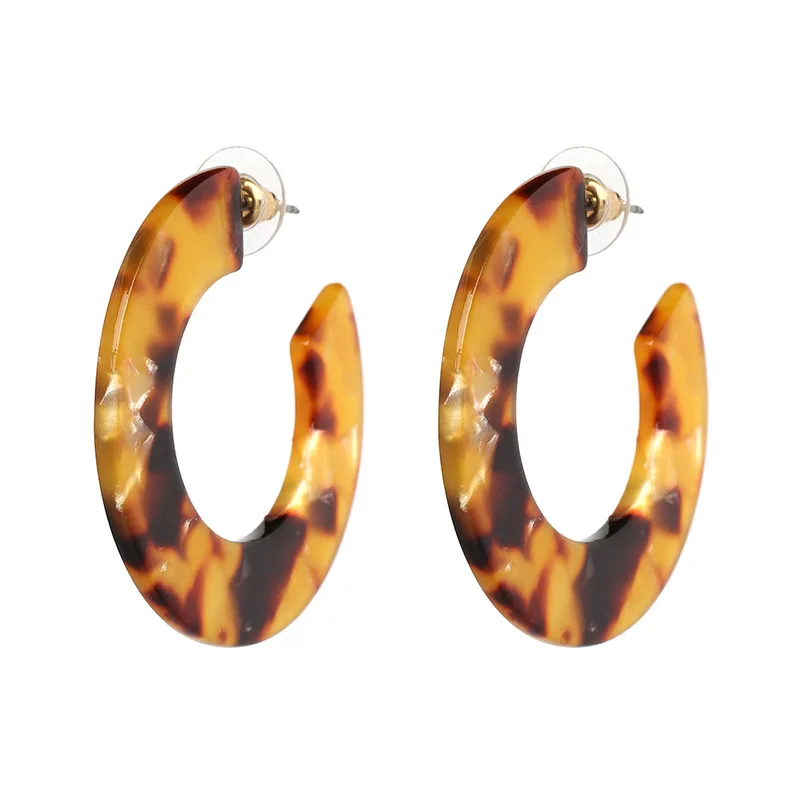 

Wholesale 6 Pair Lot Women's Geometric Dessa Resin Hoop Earrings Light Weight Tortoise Shell Geometric Unique Jewelry