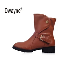 Qualidade PU botas Botas Mulheres Ankle Boots zapatos mujer para As Mulheres Outono Inverno Botas botas femininas botas de Inverno Sapato B21-48