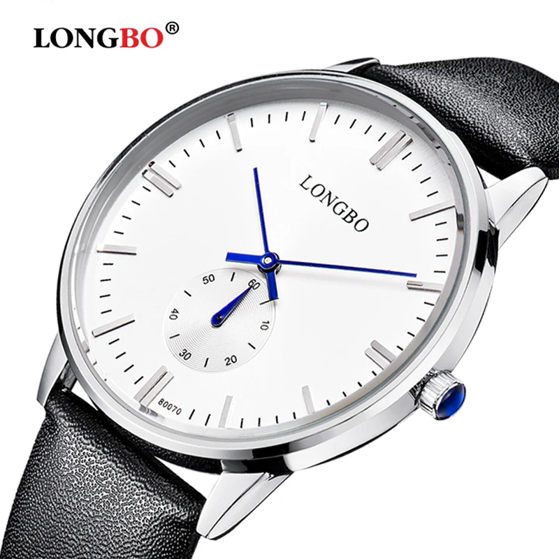 

LONGBO brand Ultra-thin fashion quartz watch Casual men leather watch Elegant Women Waterproof Business Watch relogio masculino