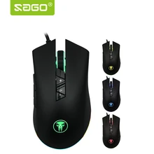 Sago RGB Проводная игровая мышь, USB, оптическая, светодиодный, мышь для геймера, 1000/2000/dpi, с 8 кнопками для ПК, ноутбука, настольного компьютера, игры