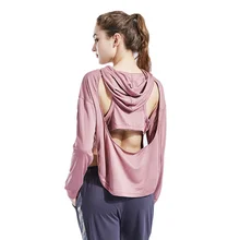 Тренажерный зал сетки Lange Mouwen футболка с капюшоном Фитнес Йога Crop Top Vrouwen Sportkleding Hoodie спорта бег куртка Спорт Kleding