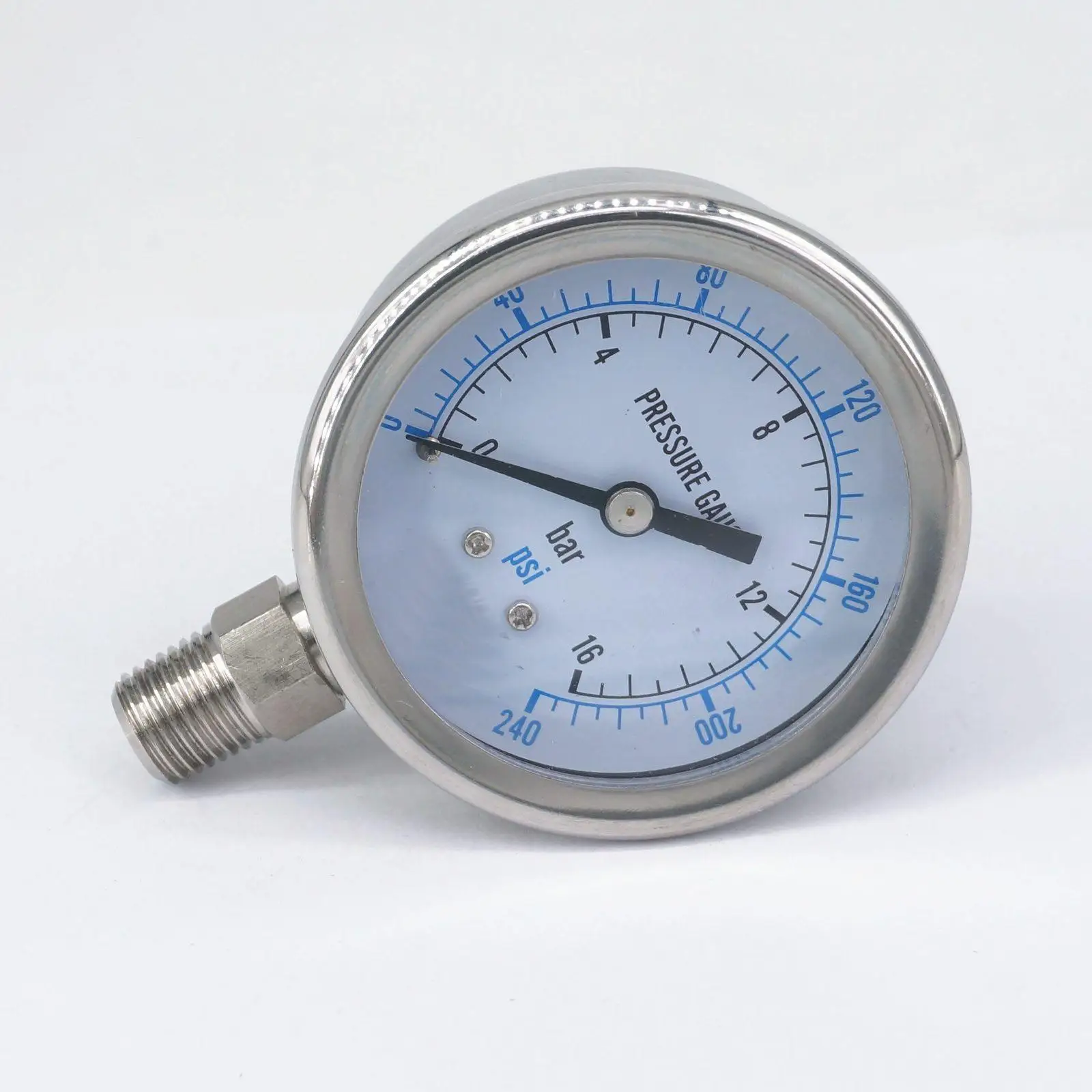 

0-16bar 1/4" BSPT Male 60mm Dial Pressure Gauge 304 Stainless Bar PSI N2 Steam Brewing Pneumatic Air Gas Water Fuel