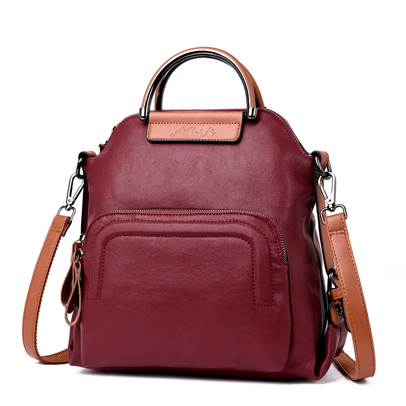 

Two Belt New Female Backpack Multifunction Leather Bagpack Travel Bags for Teenager Girls Women Rucksack Shoulder Bag Mochila