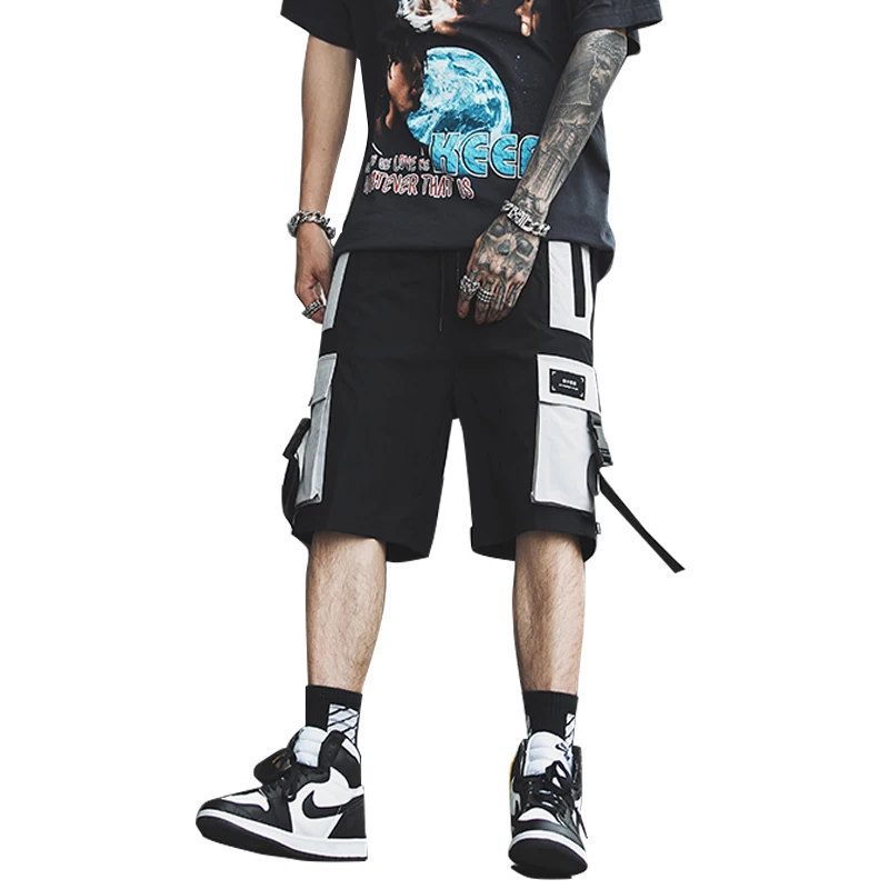 Повседневное в стиле «хип-хоп» с несколькими карманами Цвет шить брюки карго шорты для бега мужские шорты в уличном стиле Для мужчин летняя детская одежда тренировочные штаны-шаровары