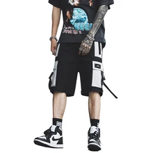 Повседневное в стиле «хип-хоп» с несколькими карманами Цвет шить брюки карго шорты для бега мужские шорты в уличном стиле Для мужчин летняя детская одежда тренировочные штаны-шаровары