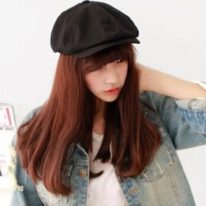 Лидер продаж черная шерстяная шапка мужские шапки газетчика однотонные модные