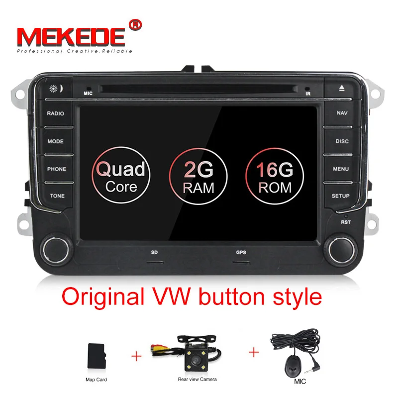 1024x600 HD 2DIN 2G android 8,1 автомобильный dvd-плеер для VW polo golf passat tiguan skoda yeti superb rapid для skoda gps navi - Цвет: CAR DVD CAMERA