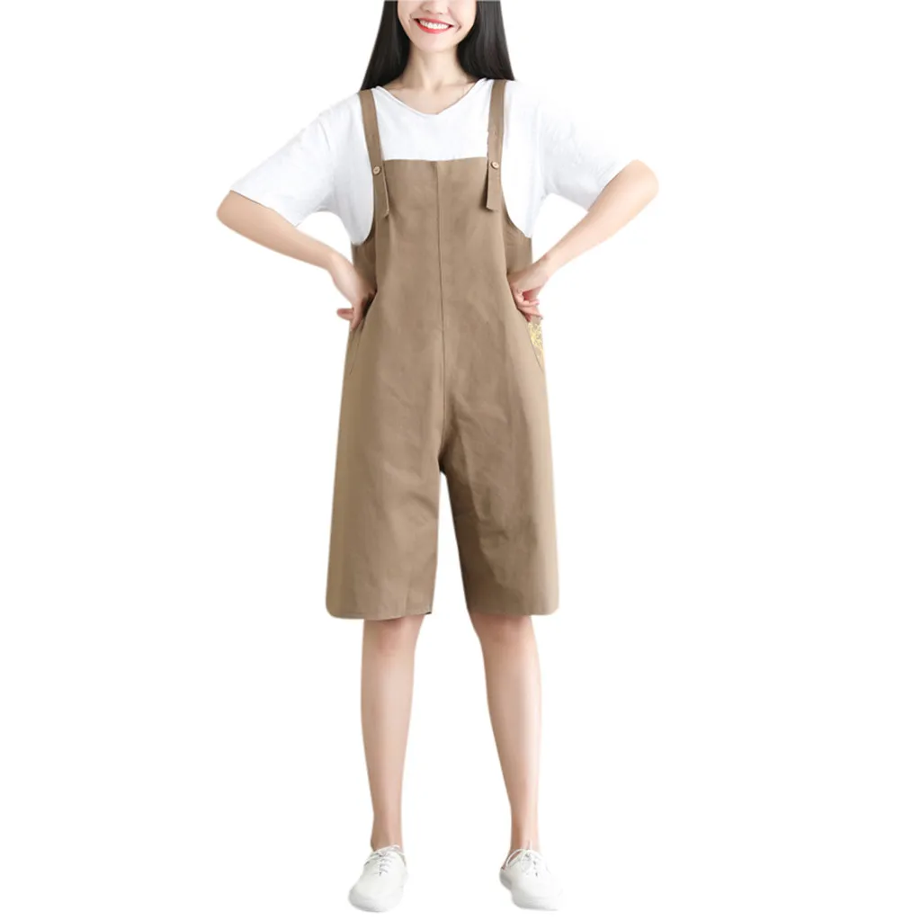 

Sexy Jumpsuit Women Sleeveless Playsuit Clubwear Jumpsuit Button Loose Cotton Linen Bodysuit Rompers 2019 New YJJ2