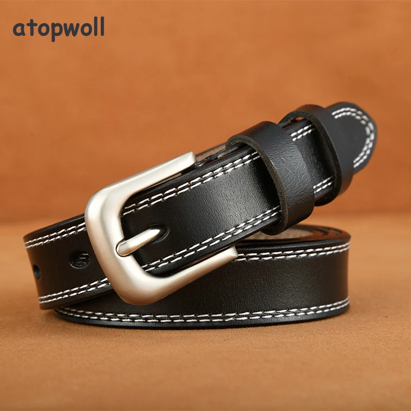 

Hot Sale High Quality thin genuine leather female waist strap pin buckle belts for women jeans lady waistband width 2.3 cm