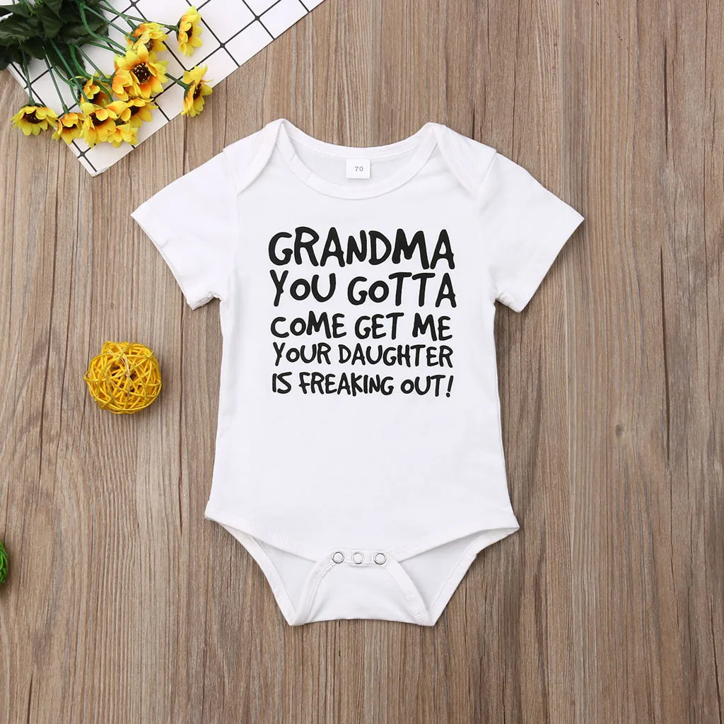 Infant Girls Boys Romper Short Sleeve Letter Print Clothes Baby Jumpsuit Newborn Little Rompers | Детская одежда и обувь