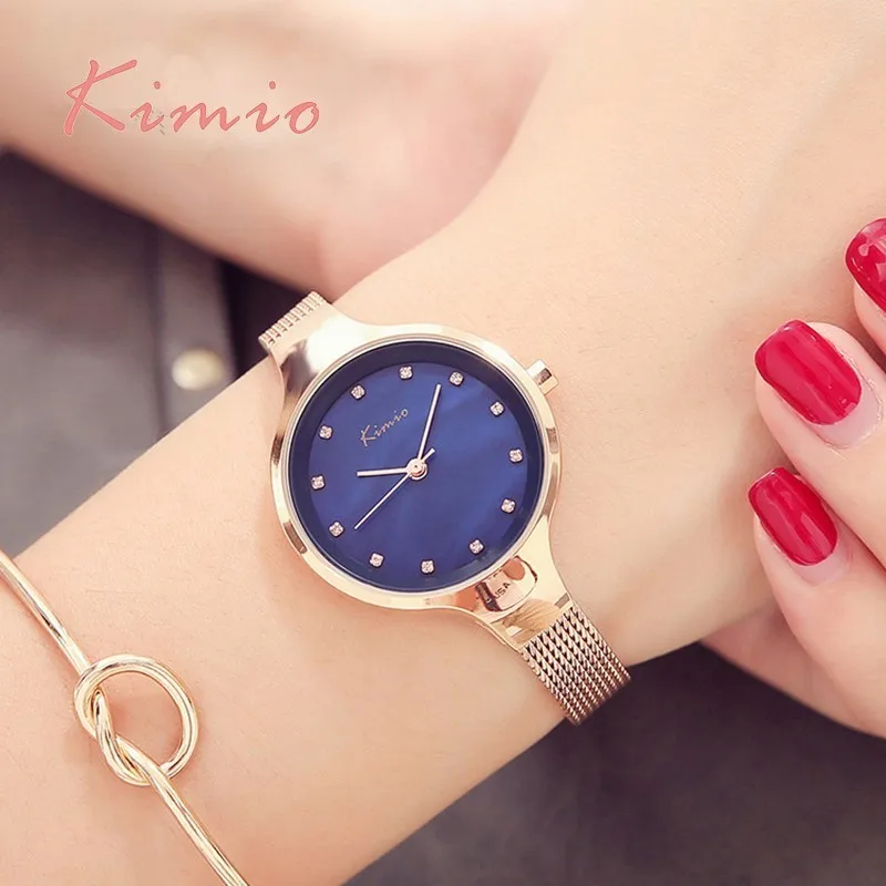 KIMIO Simple Ladies Bracelet Diamond Woman Watches Quartz Watches Women Fashion Watch 2018 Brand Women's Watches For Women Clock