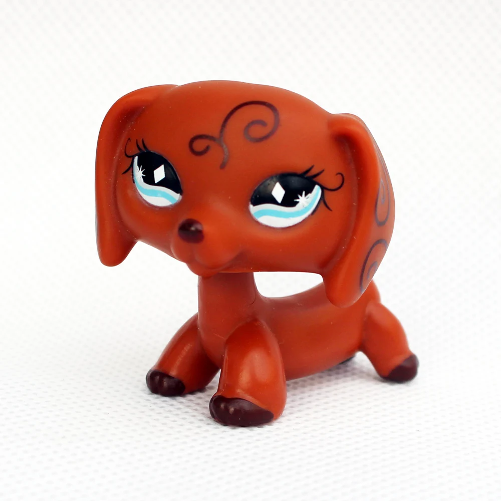 

rare pet shop lps toys animal DACHSHUND #640 brown puppy with Diamond Blue Eyes old original free shipping