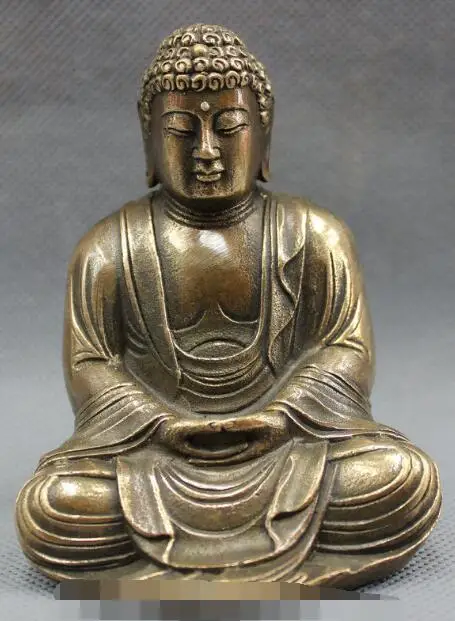 

S3762 Folk Chinese Bronze Copper Buddhism Joss Shakyamuni Sakyamuni Buddha Statue Set